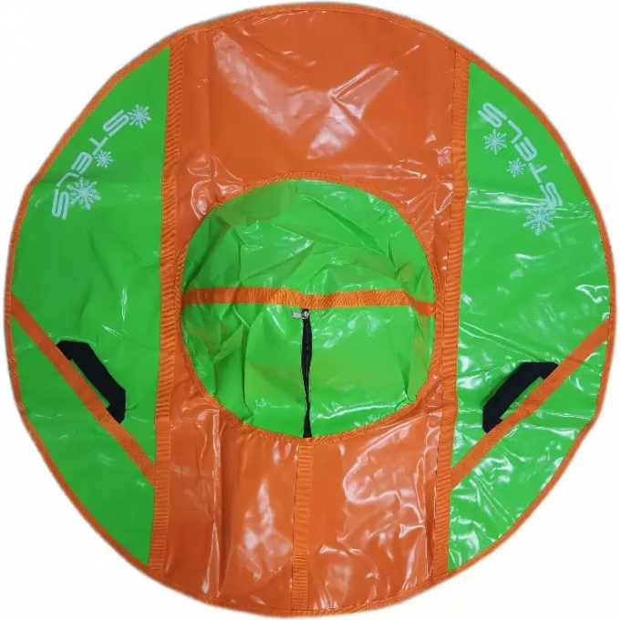 Санки надувные (тюбинг) STELS 125 см, усиленные тент без камеры СН050.125, серый/салатовый+оранжевый 2007000052297