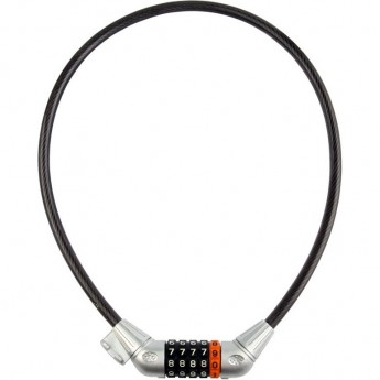 Трос-замок 84606, 10х800 мм, с кодовым замком, чёрно-серебристый